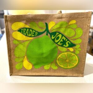 NWT Trader Joe’s Jute Lemon Lime Tote Bag